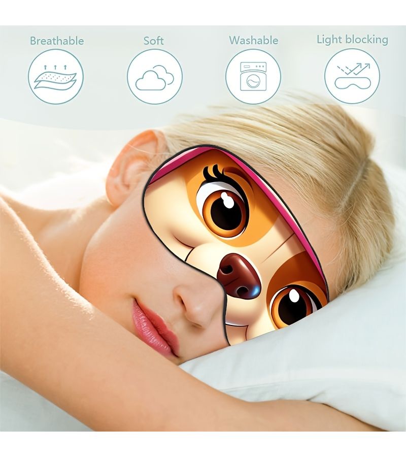 1pc Blindfold Soft Breathable Sleep Mask Cute Cartoon Dog Pattern Adjustable Strap Comfortable for Napping Travel Office Breaks Gift Fun Eye Mask Sleep Aid - Image 2