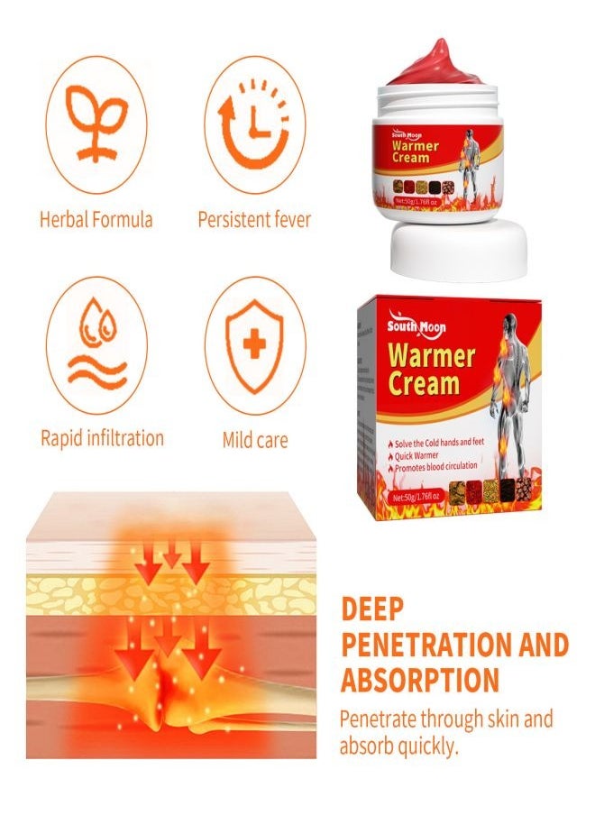 SOUTH MOON Warmer Cream，Fever Gel for Hands and Feet，Numbness in Limbs Warm Apply Fever Cream，Shoulder and Neck Muscle Hand and Foot Cold Numbness Care，Nerve Pain and Neuropathy Relief  - Image 2