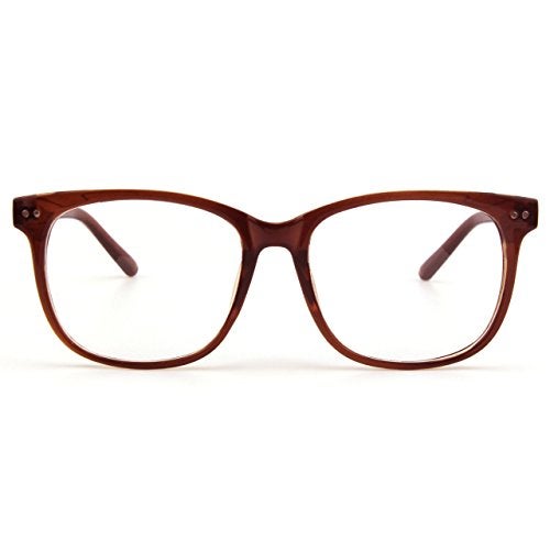 GQUEEN Fake Non Prescription Glasses Clear Lens for Women Men Oversized Frame UV400 Protection Brown, 201581 - Image 5