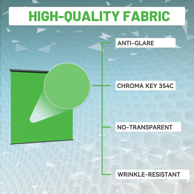 RAUBAY Retractable Pull Down Green Screen - 78.7" x 86.6" Collapsible Wall-Mount Background for Professional Video Production, Chroma Key Backdrop for YouTube, TikTok, Streaming, Video Conferencing - Image 4