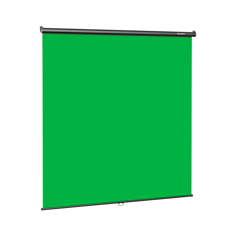 RAUBAY Retractable Pull Down Green Screen - 78.7" x 86.6" Collapsible Wall-Mount Background for Professional Video Production, Chroma Key Backdrop for YouTube, TikTok, Streaming, Video Conferencing - Image 1