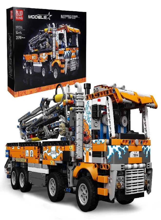 mould king Mould King 19014 Concrete Pump Truck Building Set for Kids Ages 8+, Terrain Tow Truck Model Toys (2,098Pieces)  - Image 4