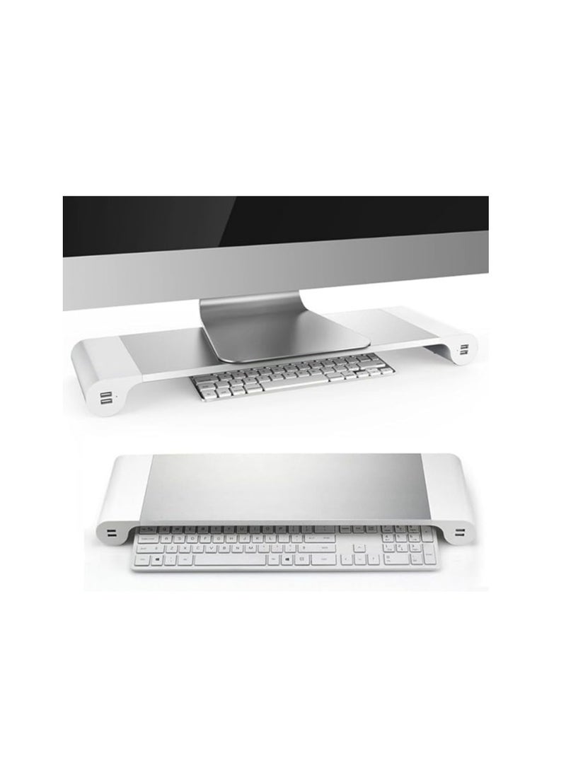 ماركة غير محددة حامل iMac Space Bar مع 4 منافذ USB للشحن، قاعدة حامل مكتب من الألومنيوم لأجهزة الكمبيوتر المحمولة وiMac  - Image 1