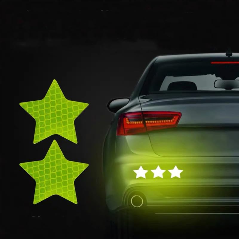 Buylogy® (Green) 10Pcs Star Car Truck Bumper Safety Reflective Warning Strip Night Driving Riding Safety Stickers Motorcycle Bicycles Safety Sticker - Image 1