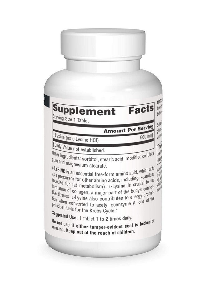 Source Naturals مكمل حمض أميني ذو شكل حر 500 ملغ من ليسين يدعم تكوين الطاقة والكولاجين 50 قرصًا - Image 4