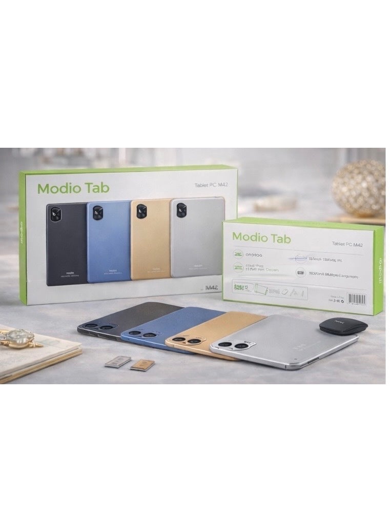 MODIO TAB تاب موديو M42 بحجم 10.1 بوصة مع لوحة مفاتيح وفأرة، شريحتين، 4G LTE، 8GB RAM، 256GB تخزين، شاشة HD - Image 1