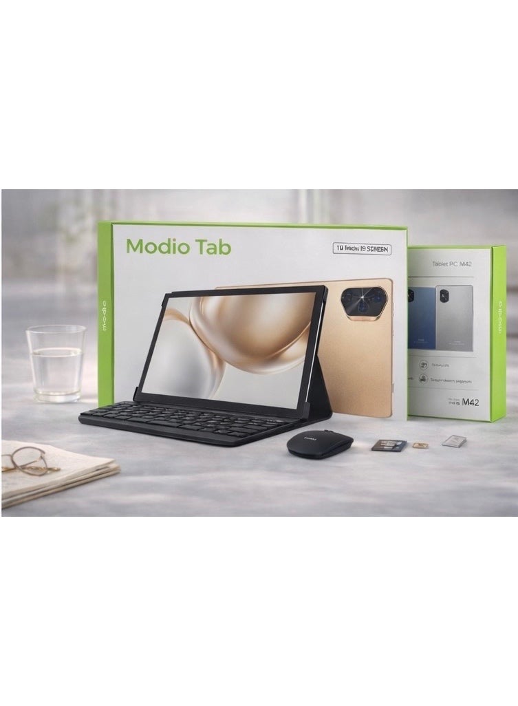 MODIO TAB تاب موديو M42 بحجم 10.1 بوصة مع لوحة مفاتيح وفأرة، شريحتين، 4G LTE، 8GB RAM، 256GB تخزين، شاشة HD - Image 2