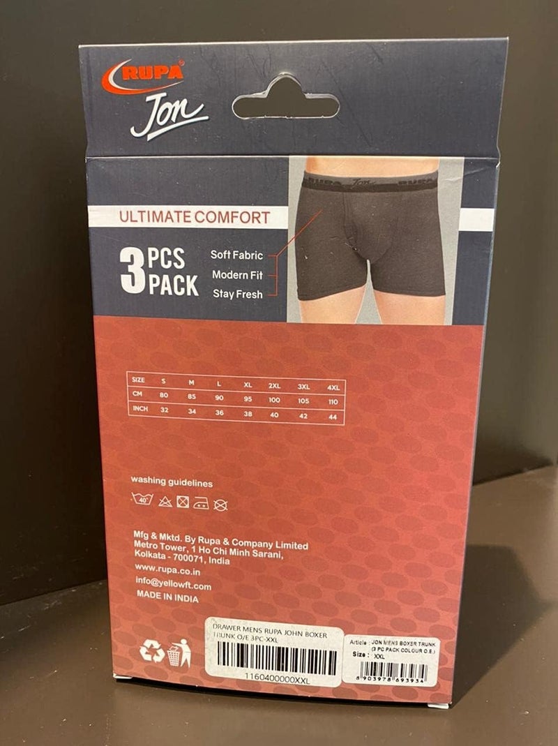 RUPA Drawer Men's John Boxer Trunk - 3 Pack, Size M - Image 5