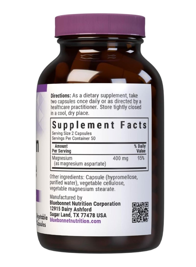 Bluebonnet Magnesium Aspartate 400 Mg Vegetable Capsules - Image 2