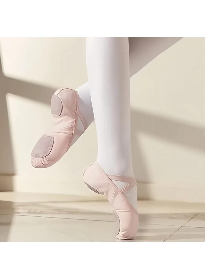 Girls Ballet Practice Shoes,Dance Yoga Shoes Ballet Practice Shoes?Stretch Canvas Dance Ballet Shoes For Girls Toddlers Kids Color : Light-Pink, 25 EU - Image 2
