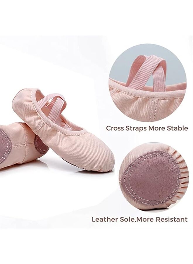 Girls Ballet Practice Shoes,Dance Yoga Shoes Ballet Practice Shoes?Stretch Canvas Dance Ballet Shoes For Girls Toddlers Kids Color : Light-Pink, 25 EU - Image 5