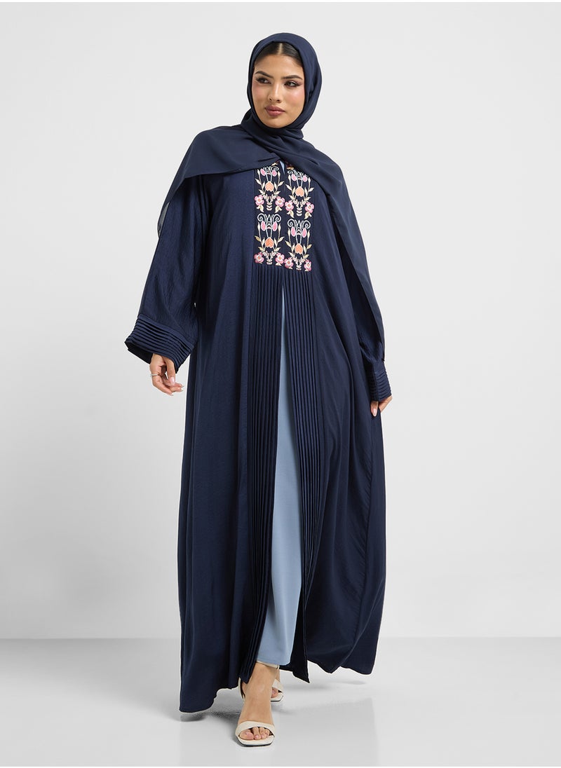 hayas closet Embroidered V-Neck Flared Sleeve Abaya  - Image 1