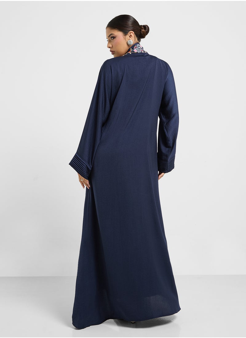 hayas closet Embroidered V-Neck Flared Sleeve Abaya  - Image 2