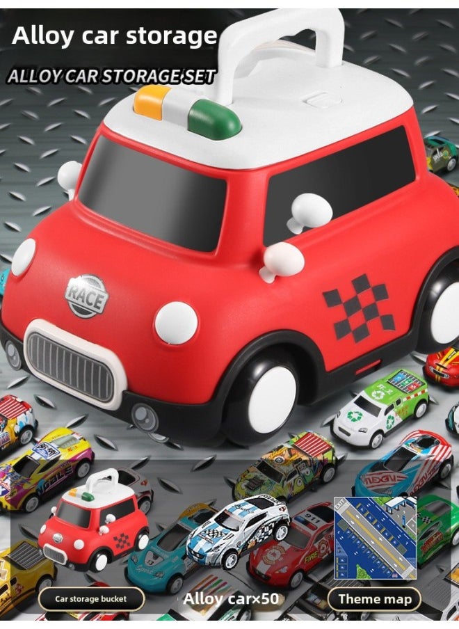 Children's Toy Boys 1-3 Years Old Baby Power Children One And A Half Years Old And Two Boys Early Education Development Birthday Gifts-Colour:Number Storage Car - Red  + Storage Bucket + Map  - Image 1