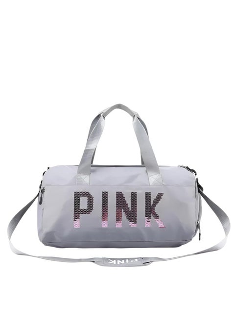 Duffel Women Bag | Travel Sports PINK Handbag | Sports Gym Yoga Shoes Waterproof Tote Girls Bag ( Gray )