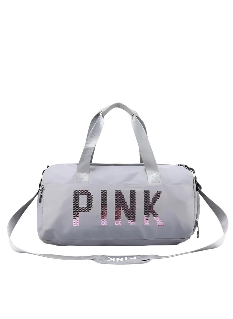 MXM - Duffel Women Bag | Travel Sports PINK Handbag | Sports Gym Yoga Shoes Waterproof Tote Girls Bag ( Gray ) - Image 1