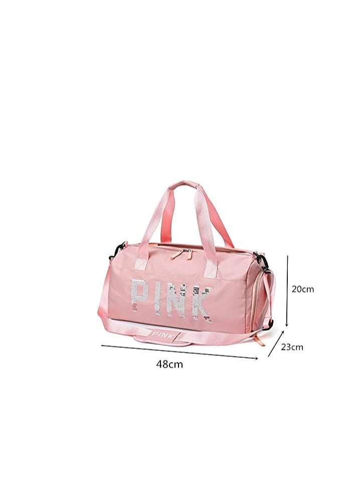 MXM - Duffel Women Bag | Travel Sports PINK Handbag | Sports Gym Yoga Shoes Waterproof Tote Girls Bag ( Gray ) - Image 1
