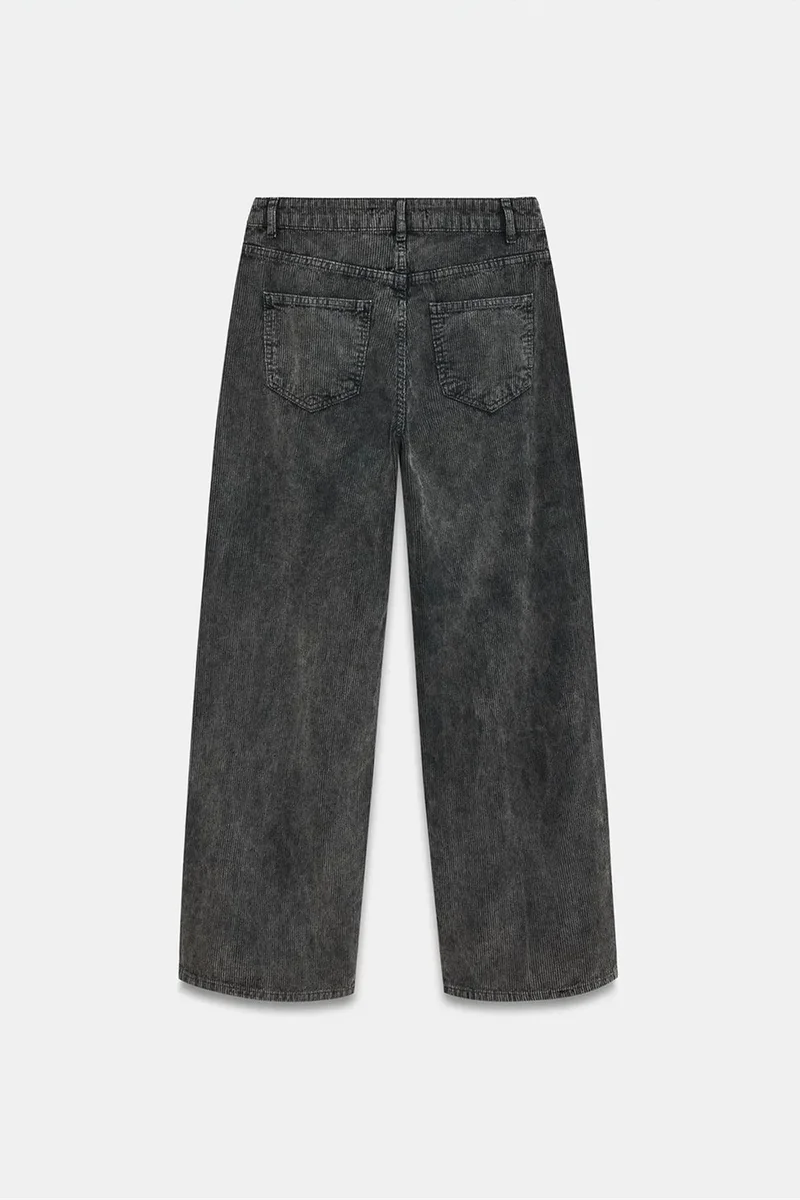 Dilvin Charcoal Grey DILVIN High-Waist Wide-Leg Cotton Trousers for Women | Best Price UAE