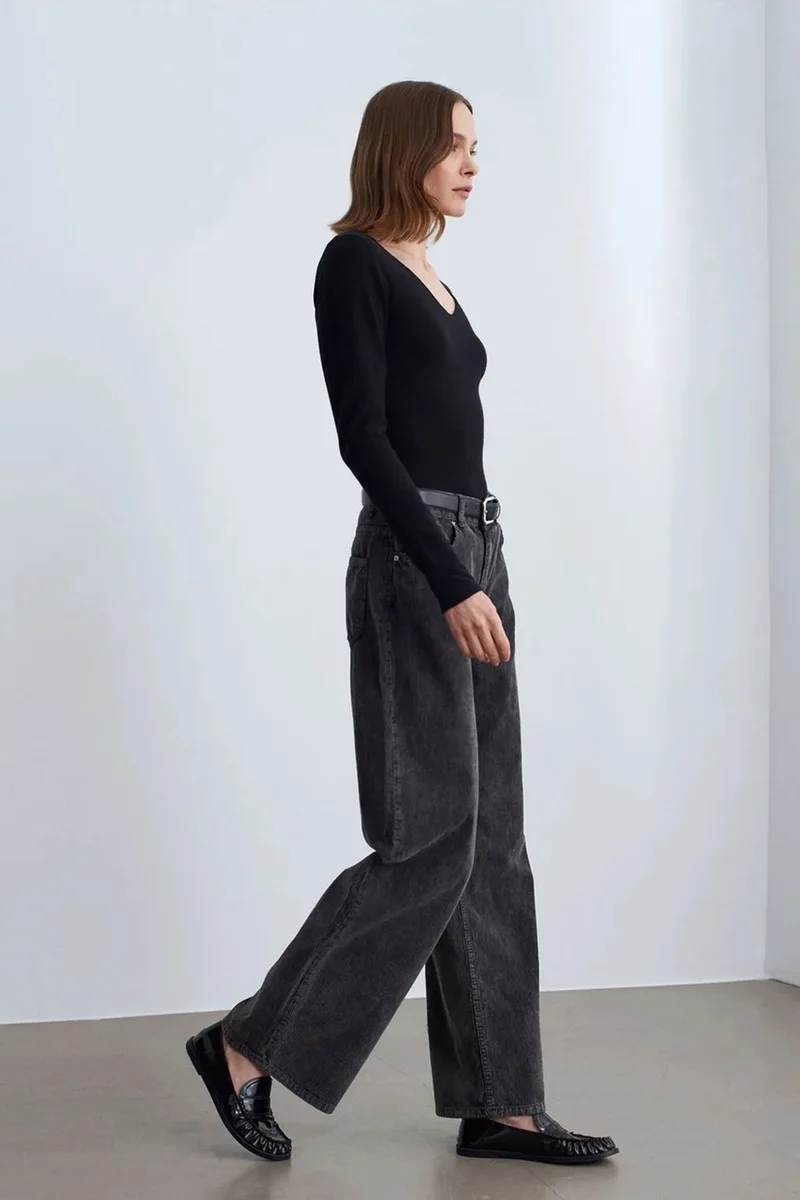 DILVIN High-Waist Wide-Leg Cotton Trousers