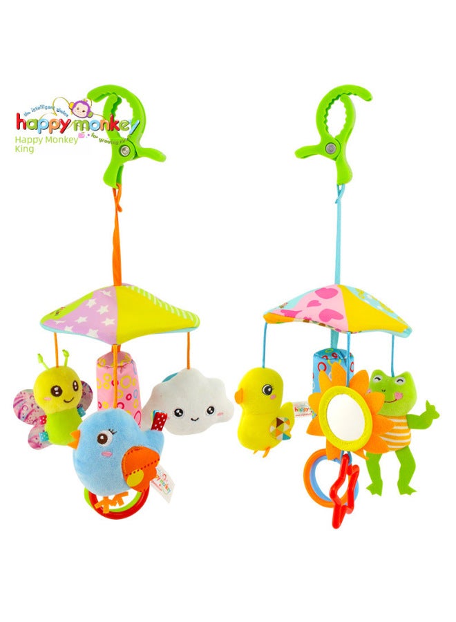 Happy Monkey Baby Toy Animal Lathe Pendant Music Rotating Bed Hanging 0 Year Old Rattle Bed Bell Toy-Color:Umbrella - (frog Duck Sunflower) - Image 2