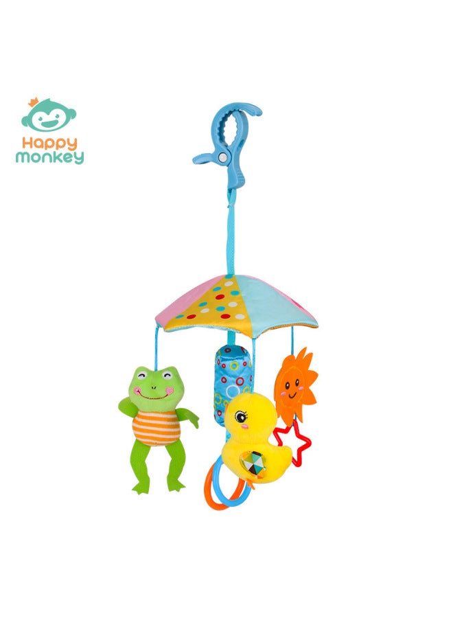 Happy Monkey Baby Toy Animal Lathe Pendant Music Rotating Bed Hanging 0 Year Old Rattle Bed Bell Toy-Color:Umbrella - (frog Duck Sunflower) - Image 1