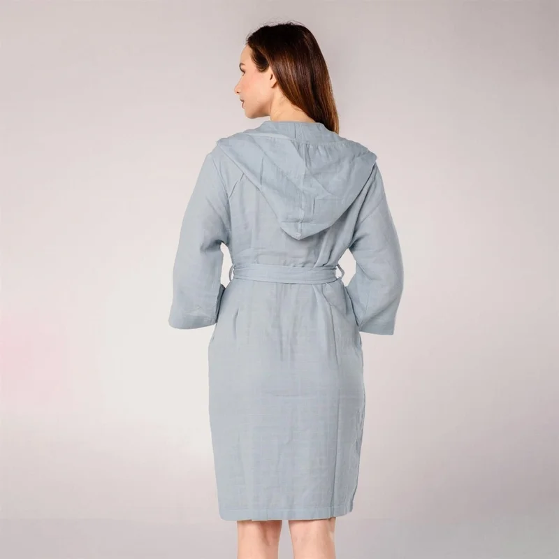 ميسبيغا Virgo Embroidered Muslin Bathrobe Turquoise