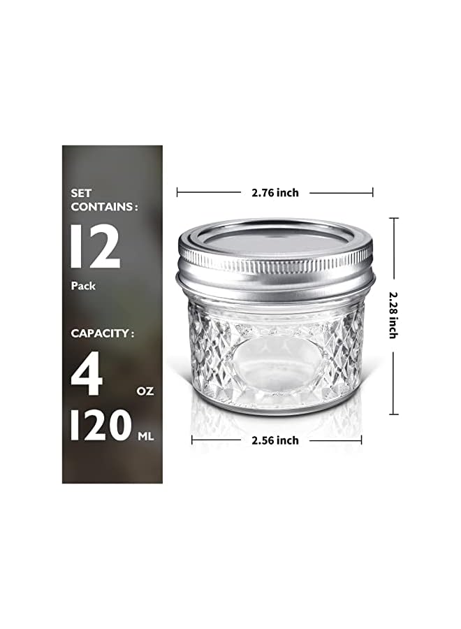 The Bros Mini Canning Jars 100ml With Lids, Small Glass Jars Ideal for Food Storage, Jam, Spice,Candle,Honey,Wedding Favors(12 PACK) - Image 2