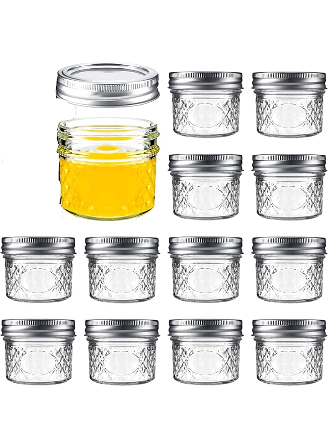 The Bros Mini Canning Jars 100ml With Lids, Small Glass Jars Ideal for Food Storage, Jam, Spice,Candle,Honey,Wedding Favors(12 PACK) - Image 1