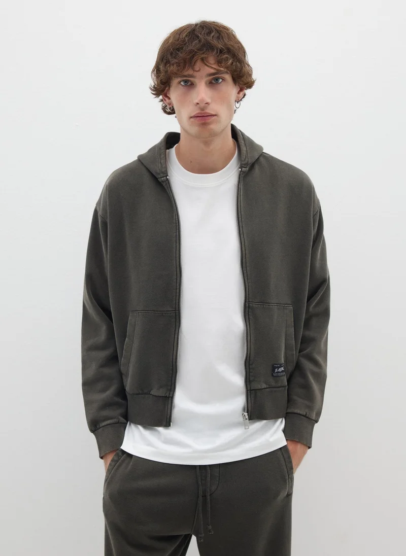 Ovs OVS Black Cotton Blend Hoodie With Zip