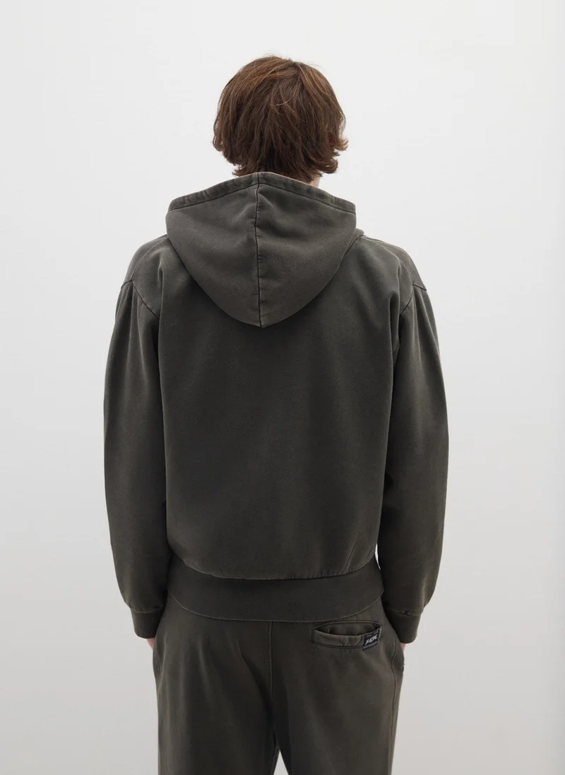 Ovs  OVS Black Cotton Blend Hoodie With Zip for Men | Best Price UAE