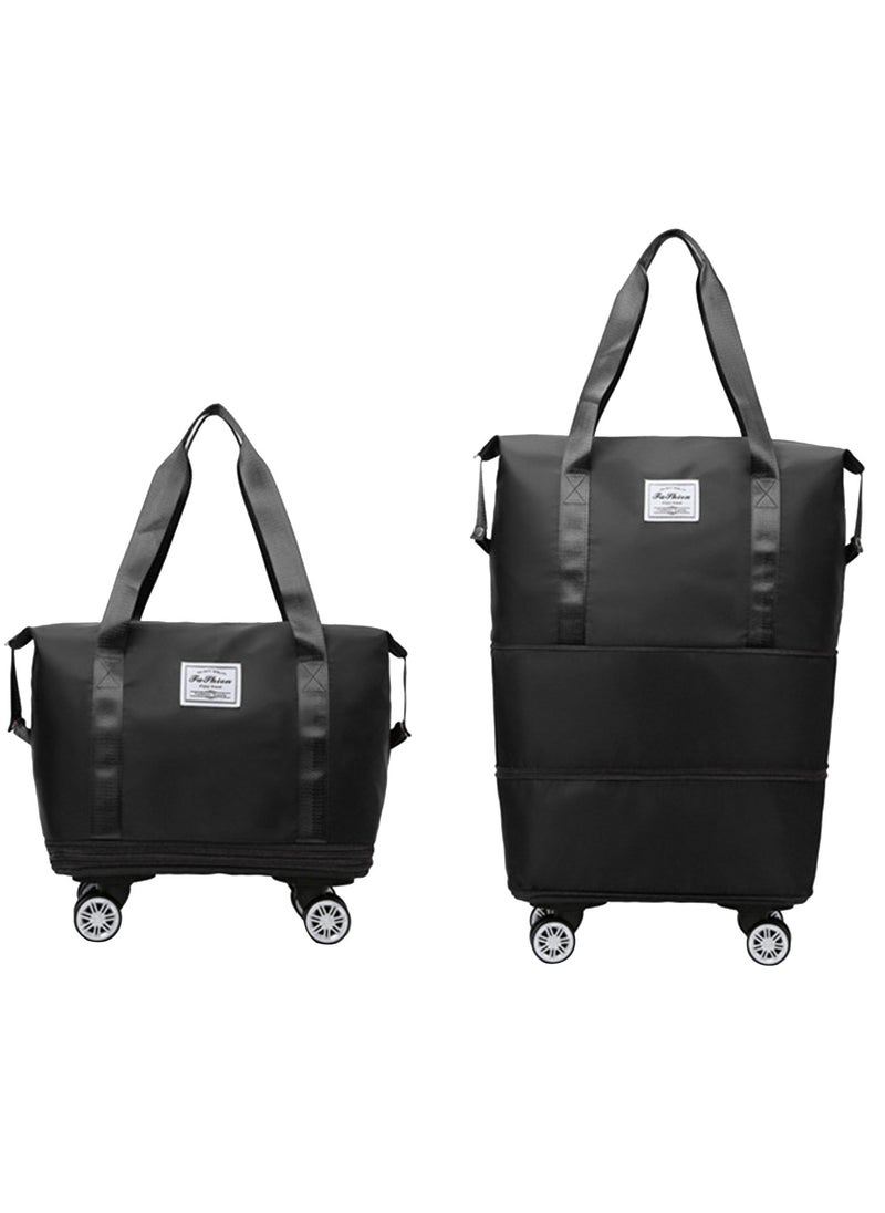 Generic Rolling Duffle Bag with Wheels,Expandable Carry On Luggage Bag with Wheels,Foldable Duffle Bag for Travel,Weekend Bag for Women,Travel Duffel Bag with Spinner Wheels,Large Gym Bag (Black)  - Image 1