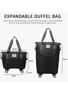 Generic Rolling Duffle Bag with Wheels,Expandable Carry On Luggage Bag with Wheels,Foldable Duffle Bag for Travel,Weekend Bag for Women,Travel Duffel Bag with Spinner Wheels,Large Gym Bag (Black)  - Image 2