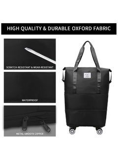Generic Rolling Duffle Bag with Wheels,Expandable Carry On Luggage Bag with Wheels,Foldable Duffle Bag for Travel,Weekend Bag for Women,Travel Duffel Bag with Spinner Wheels,Large Gym Bag (Black)  - Image 5