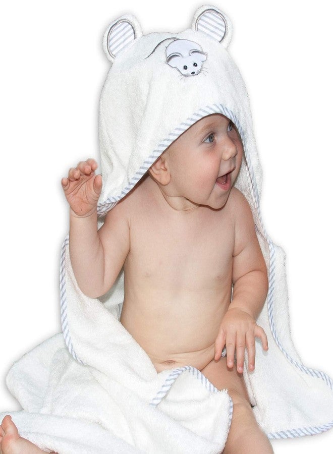 Liname Organic Bamboo Hooded Baby Towel Ultra Soft, Thick & Extra Absorbent - Extra Large Bath Towel for Infants & Toddlers - Keeps Your Baby Warm & Cosy (Mouse) - Image 1