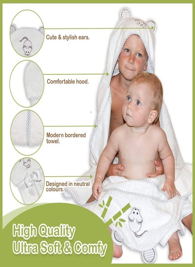 Liname Organic Bamboo Hooded Baby Towel Ultra Soft, Thick & Extra Absorbent - Extra Large Bath Towel for Infants & Toddlers - Keeps Your Baby Warm & Cosy (Mouse) - Image 3