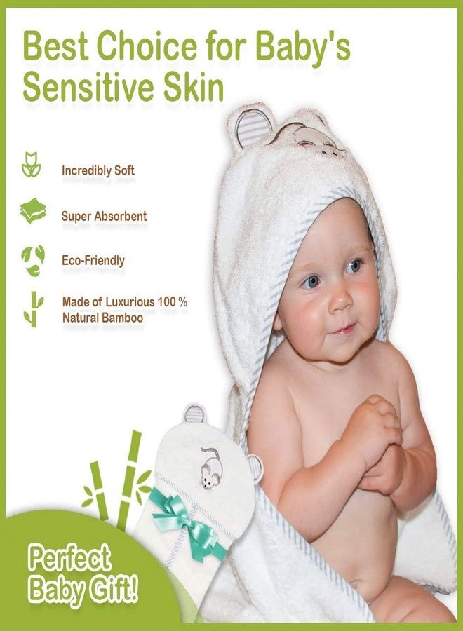 Liname Organic Bamboo Hooded Baby Towel Ultra Soft, Thick & Extra Absorbent - Extra Large Bath Towel for Infants & Toddlers - Keeps Your Baby Warm & Cosy (Mouse) - Image 5