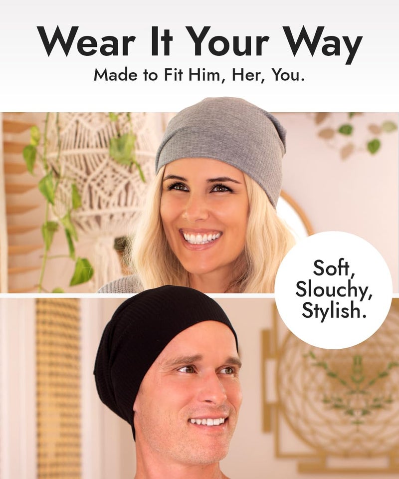 Revony Thin Slouchy Beanie - Soft Breathable Summer Hat for Men & Women White - Image 3