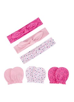 3 Piece Headband And 3 Piece Scratch Mitten Set  Navy Hearts
