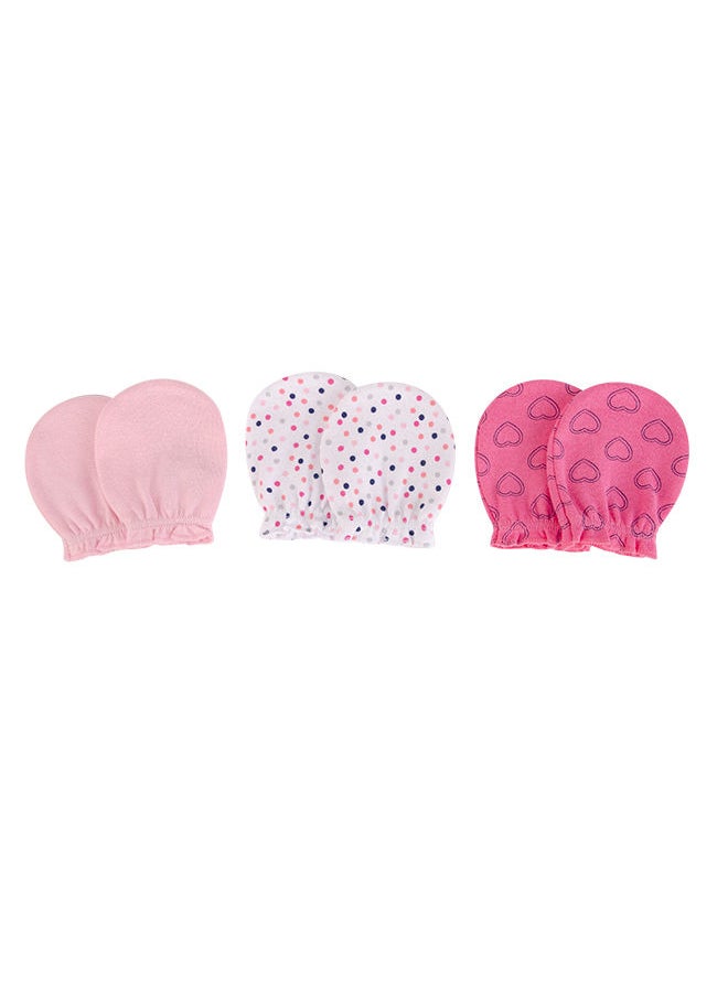 hudson baby - 3 Piece Headband And 3 Piece Scratch Mitten Set  Navy Hearts - Image 1