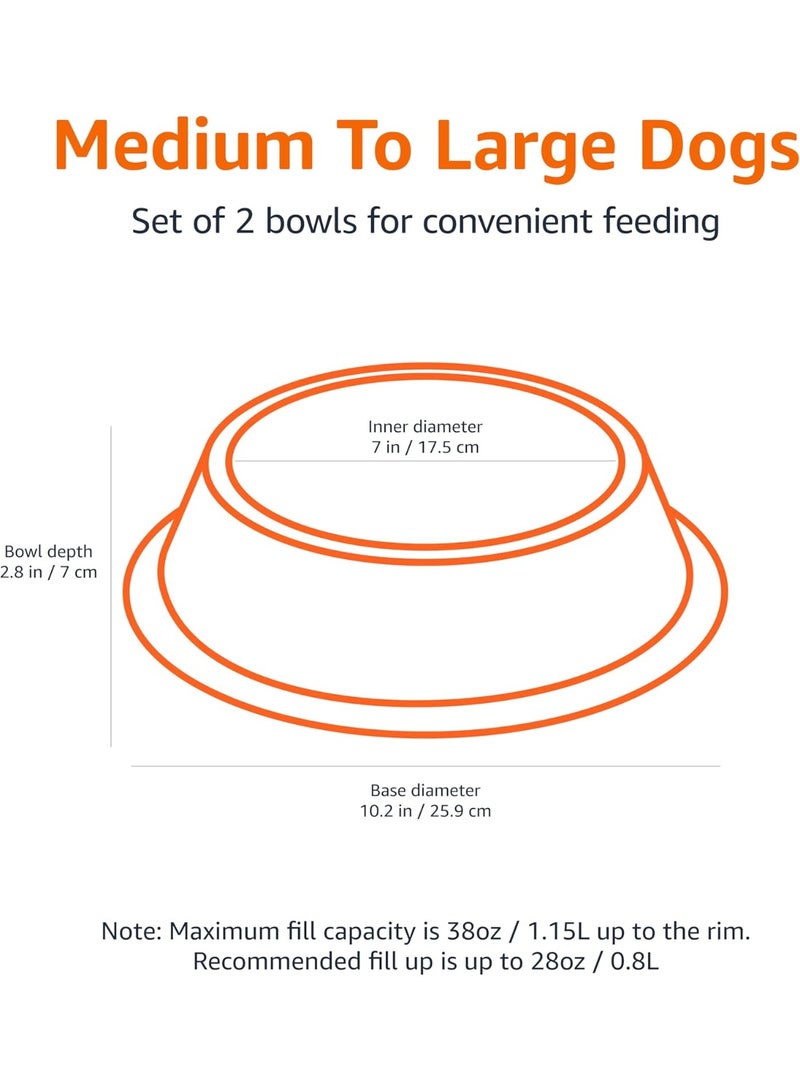 إيروريكس مجموعة من 2 وعاء طعام وماء من الفولاذ المقاوم للصدأ للكلاب، سعة 1.15 لتر لكل وعاء - وعاء طعام وماء مانع للانزلاق للكلاب المتوسطة والكبيرة، آمن للاستخدام في غسالة الأطباق - Image 5