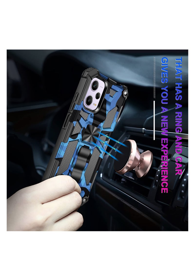 Excefore جراب تمويه لهاتف شاومي ريدمي نوت 12 برو 5G، درجتين عسكريتين قوية للحماية من الصدمات، غلاف هاتف مع حامل، لهاتف شاومي بوكو X5 برو/ريدمي نوت 12 برو 5G MC (أزرق) - Image 4