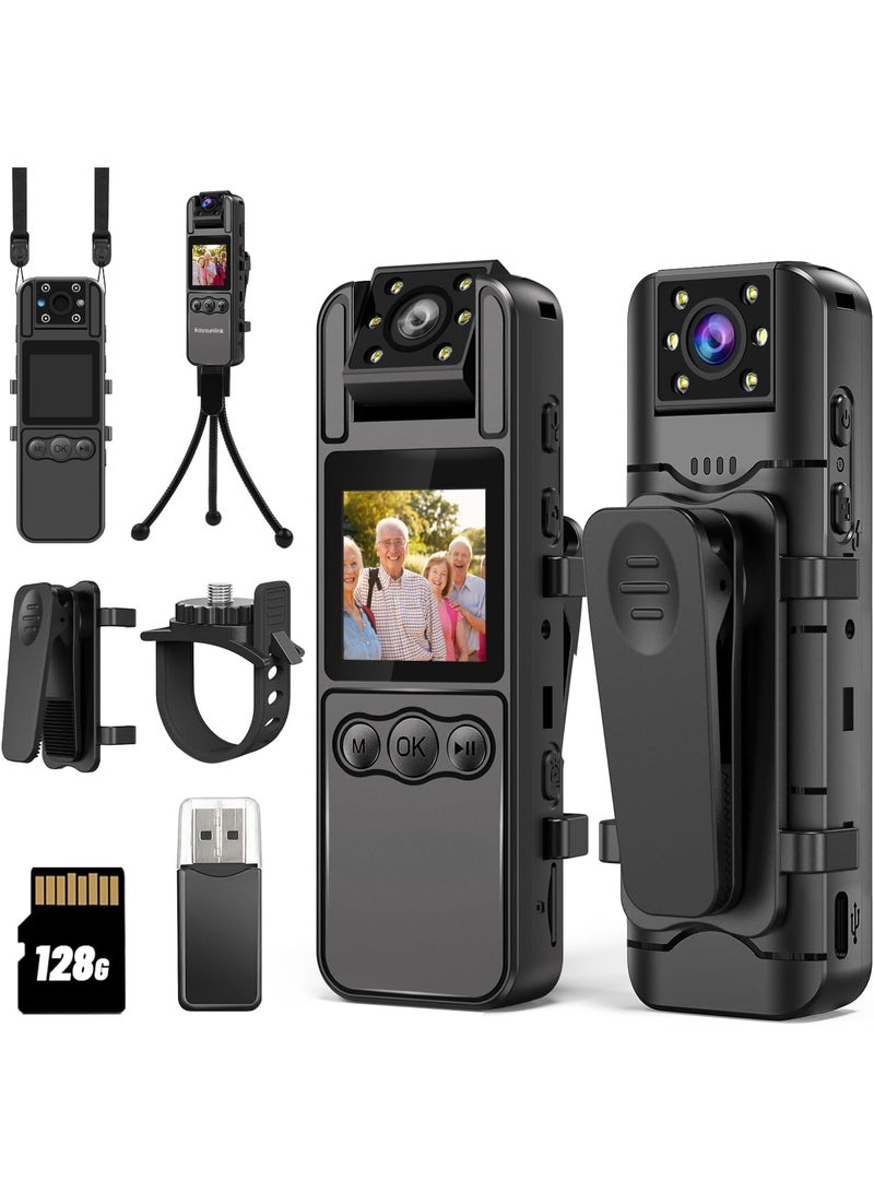 Mini Body Camera, 128GB with Audio and Video, 1080P Police WiFi Body Camera, Portable Small Body Camera, Portable Body Camera for Personnel, Guard, Patrol Video Recording, Camcorder - Image 1