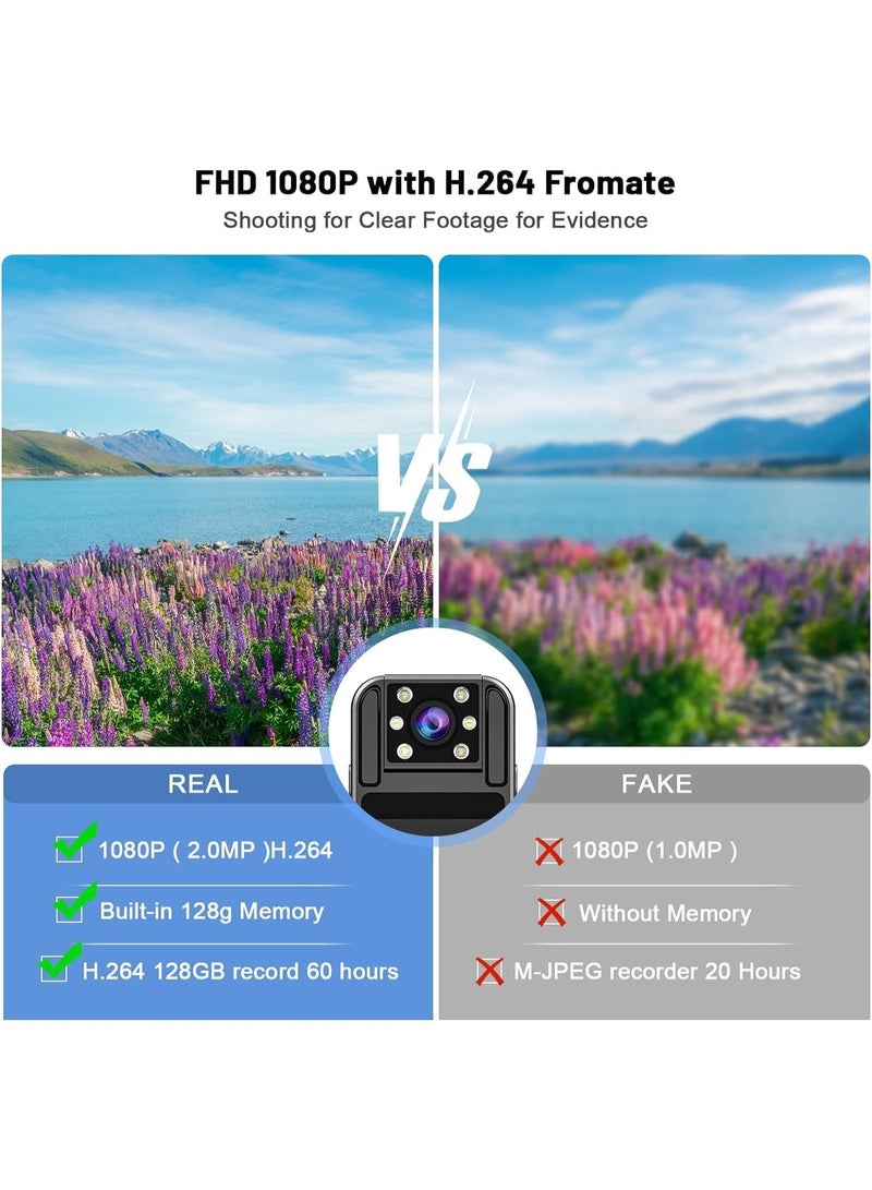 Mini Body Camera, 128GB with Audio and Video, 1080P Police WiFi Body Camera, Portable Small Body Camera, Portable Body Camera for Personnel, Guard, Patrol Video Recording, Camcorder - Image 3