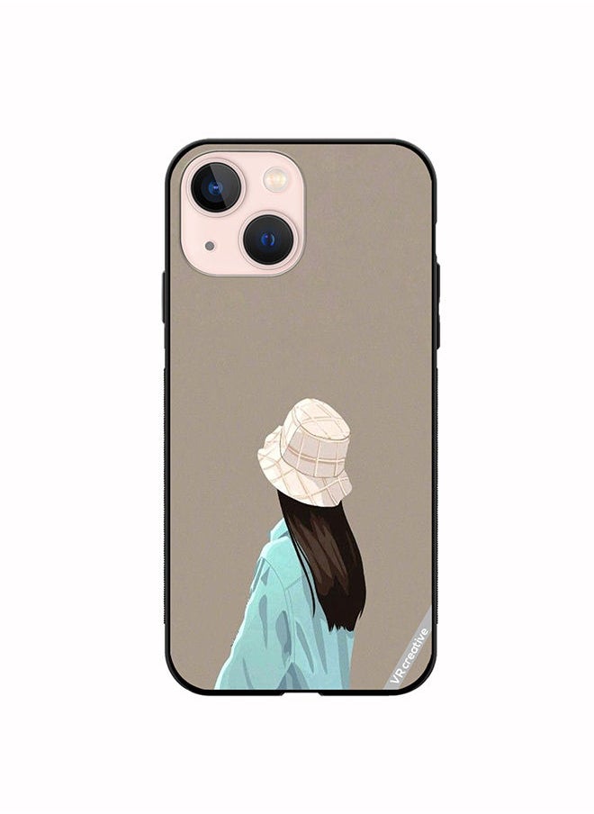 VR CREATIVE - Protective Case Cover For Apple iPhone 14 Plus Brown Hat Girl Design Multicolour - Image 1