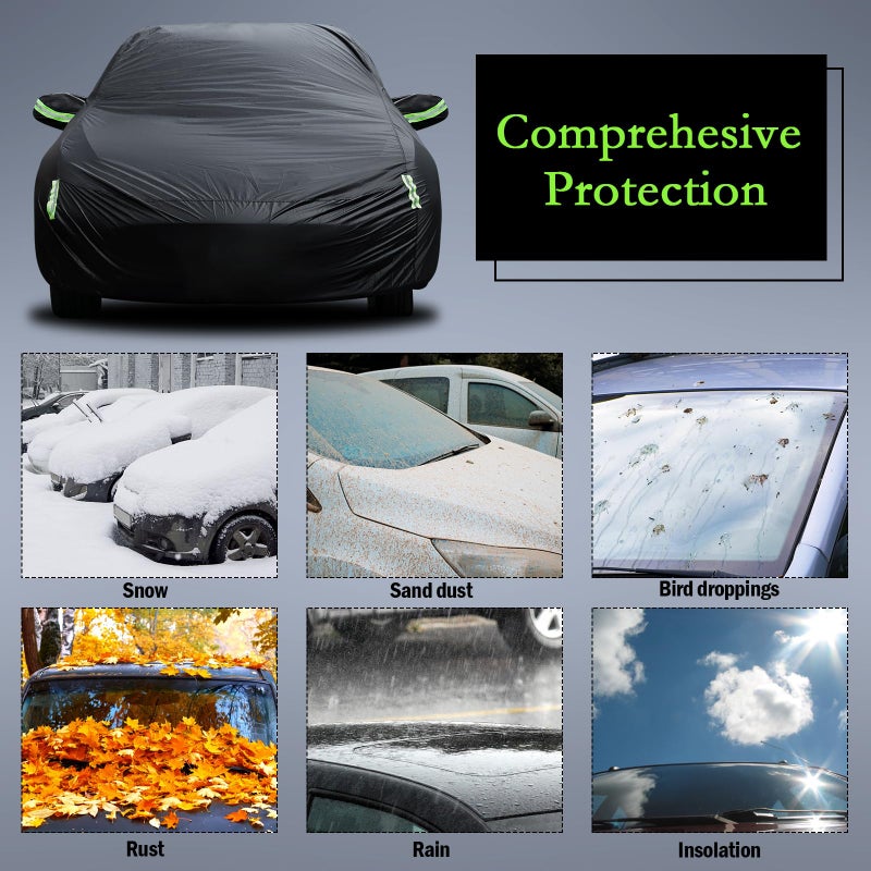 Migaven Car Cover Custom Fit for Toyota Corolla 2000-2025, Honda Civic 1991-2025, Waterproof All Weather Full Exterior Cover Rain Sun Protector Car Cover with Door Zipper - Image 5