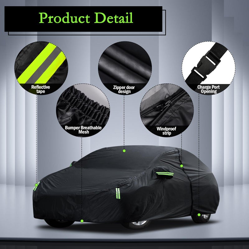 Migaven Car Cover Custom Fit for Toyota Corolla 2000-2025, Honda Civic 1991-2025, Waterproof All Weather Full Exterior Cover Rain Sun Protector Car Cover with Door Zipper - Image 2