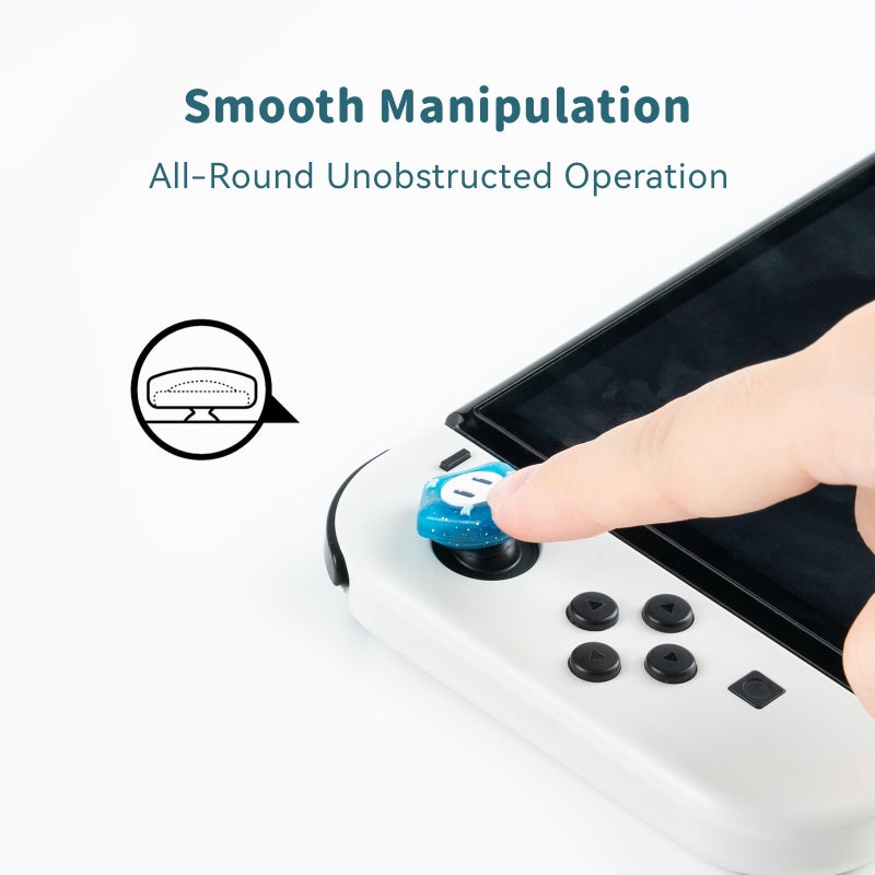 WISHAVEN Thumb Grip Caps Compatible with Nintendo Switch, Soft Silicone Joystick Cover for Nintendo Switch/OLED/Lite Controller, 4PCS - Wonder Flower - Image 3