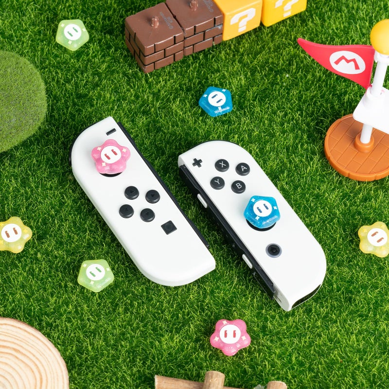 WISHAVEN Thumb Grip Caps Compatible with Nintendo Switch, Soft Silicone Joystick Cover for Nintendo Switch/OLED/Lite Controller, 4PCS - Wonder Flower - Image 5