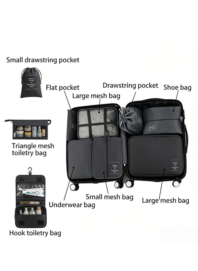 Hanayo 10 PCS Luggage Organizing Set, Waterproof Travel Storage Bags, Travel Luggage Organizer Bags, Travel Packing Set, Large Capacity Storage Bags, Luggage Divider Bags (Black) - Image 2