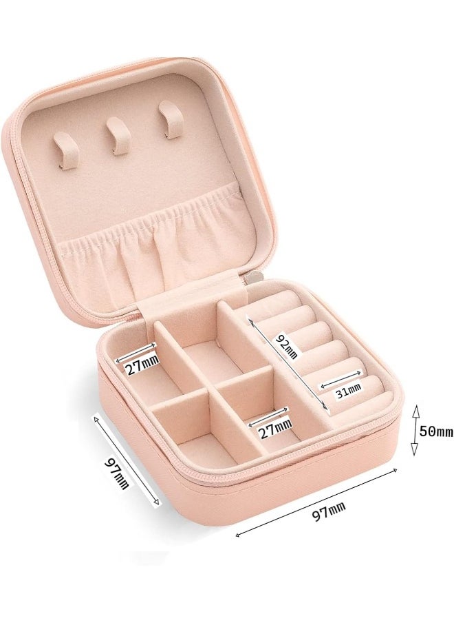 Biella Travel Case Small Jewelry Organizer Portable Storage For Keeping Womens Rings Earrings Necklaces Bracelets (Pink)  - Image 2